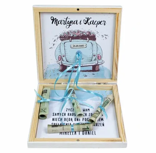 PUDEŁKO NA PIENIĄDZE PREZENT ŚLUBNY DLA MŁODEJ PARY NOWOŻEŃCÓW GRAWER na Arena.pl