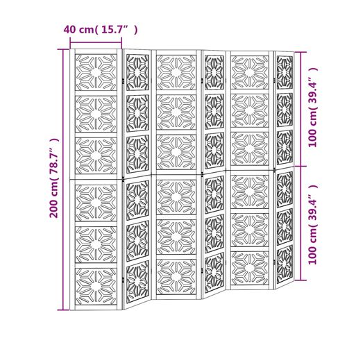 Parawan pokojowy, 6-panelowy, brązowo-czarny, lita paulownia na Arena.pl
