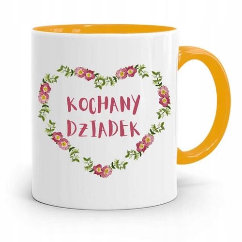 Kubek Żółty Prezent Dla Dziadka Kochany Dziadek Z Nadrukiem Ze Zdjęciem na Arena.pl