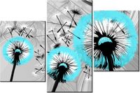 60 90CM OBRAZ 3 ELEM DMUCHAWCE DELIKATNYM TURKUSIE ŚCIENNY DRUK PŁÓTNO