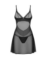 siateczkowa czarna koszulka nocna stelisa z stringami obsessive 2xl/3xl