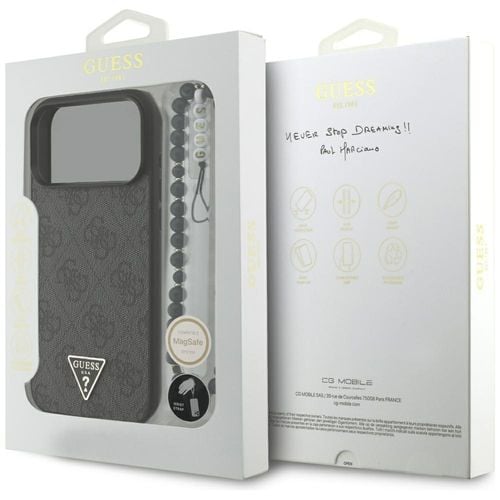 Etui Guess 4G Strap Triangle Logo MagSafe do iPhone 17 Pro Max czarny na Arena.pl