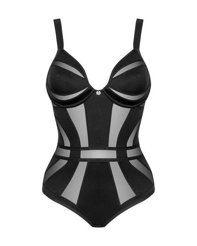 Eleganckie Body z Siateczką na Fiszbinach Chic Amoria Teddy M/L Czarne na Arena.pl