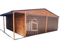 GARAŻ BLASZANY 6m x 6m poziom - dwuspad 2x Brama uchylna - drzwi - wiata 6x6