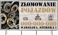 BANER REKLAMOWY 130x80cm oczkowany projekt w cenie ZŁOMOWANIE POJAZDÓW