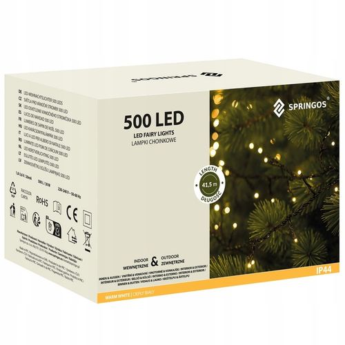 ŚWIATEŁKA CHOINKOWE LAMPKI 500LED ZEWNĘTRZNE BIAŁE CIEPŁE 30m OŚWIETLENIE na Arena.pl