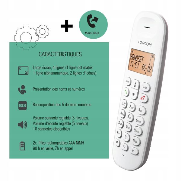 Telefon bezprzewodowy Logicom taupe zdjęcie 1