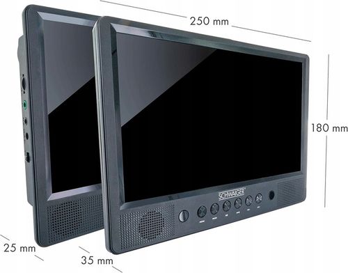 SCHWAIGER przenośny odtwarzacz DVD 2 ekrany USB SD pilot stojak samochodowy na Arena.pl