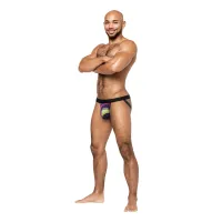 male power galactic strappy ring jock l/xl - pasek z pierścieniami, czarny