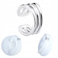 NAUSZNICA SREBRNA KOLCZYK pr 925 Rodowana na ucho trzy kółka gładka zacisk