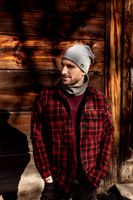 Komplet męski na POLARZE czapka + komin Szary