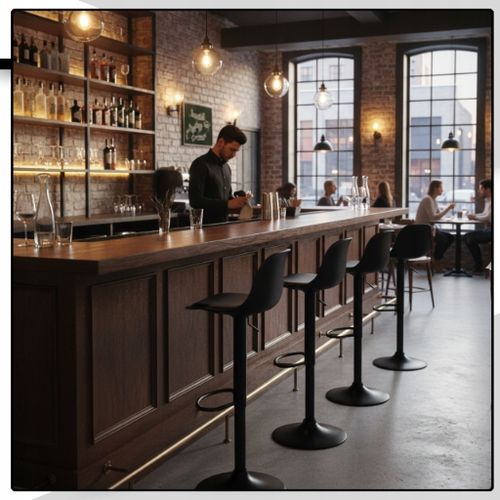 Hoker barowy plastikowy czarny obrotowy regulowany ekoskóra do wyspy na Arena.pl