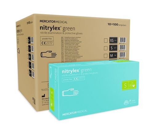 Rękawice nitrylowe nitrylex green S karton 10 x 100 szt na Arena.pl