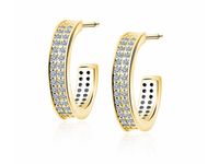 Delikatne pozłacane srebrne kolczyki otwarte kółka księżyce białe cyrkonie srebro 925 Z1839EG