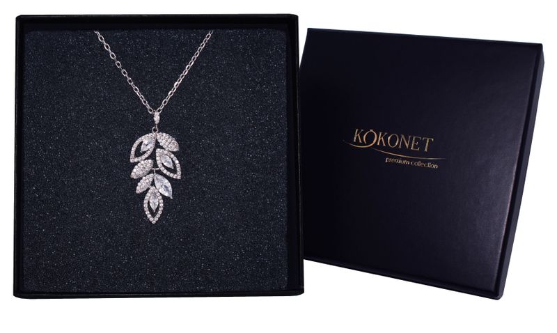 Naszyjnik listki ślub srebro regulowany BOHO glam KOKONET 8-0548 zdjęcie 1