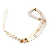 guess zawieszka gustpearw phone strapbiały/white heishi beads