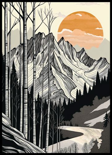 Plakat 50x70cm Drzeworys Górski na Arena.pl