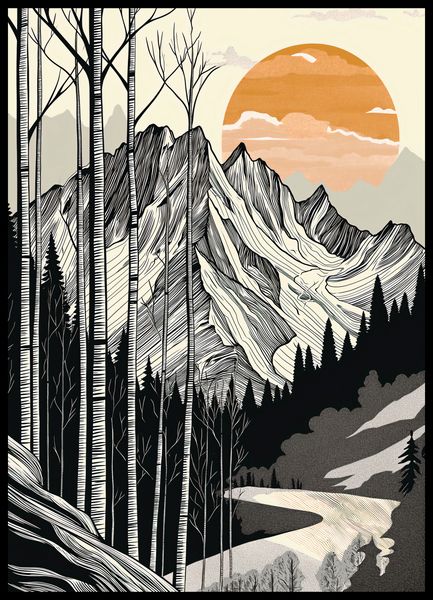Plakat 50x70cm Drzeworys Górski zdjęcie 2