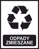 NAKLEJKA ZMIESZANE SEGREGACJA ŚMIECI NA ŚMIETNIK KOSZ WODOODPORNA 10,5x13cm
