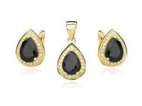 POZŁACANY KOMPLET ŁEZKI KROPLE MARKIZY CYRKONIE