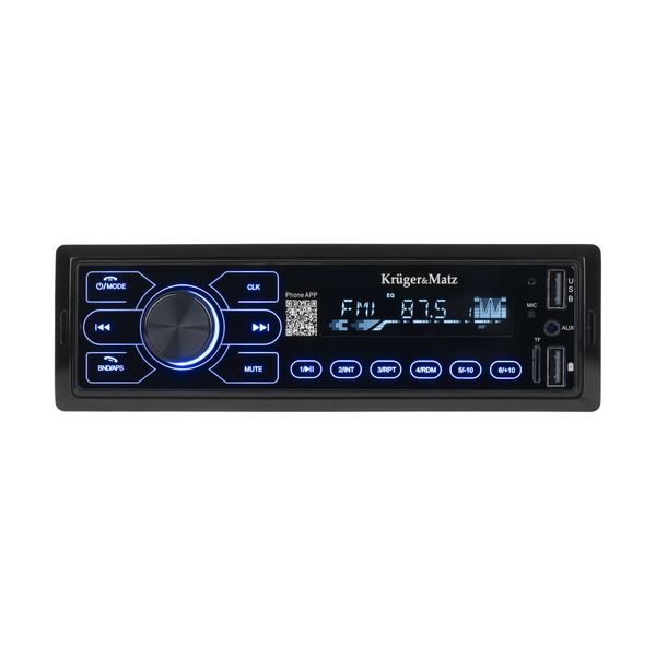 Radio samochodowe Bluetooth Kruger&Matz 1 DIN USB AUX PILOT microSD zdjęcie 2