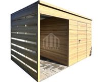 Schowek - domek ogrodowy + wiata 1,5m - drzwi - drewnopodobny SO103