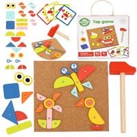 PRZYBIJANKA KORKOWA WBIJANKA DREWNIANA MONTESSORI UKŁADANKA MŁOTEK WOOPIE