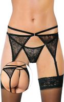 pas do pończoch ze stringami koronkowy softline 3318 czarny m/l