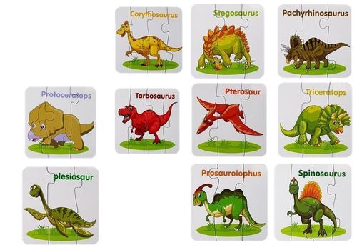 PUZZLE EDUKACYJNE DINOZAURY ANGIELSKI na Arena.pl