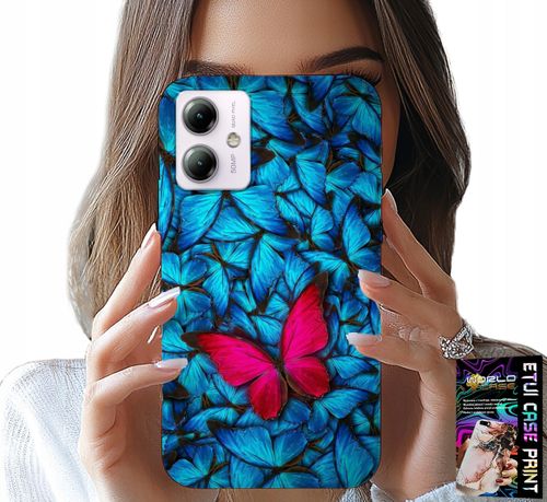 ETUI DO MOTOROLA MOTO G14 - NIEBIESKIE MOTYLKI, MOTYL, KOBIECE WZORY na Arena.pl