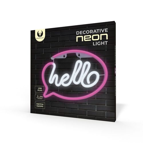 Neon LED HELLO róż biały Bat + USB FLNE15 Forever Light na Arena.pl