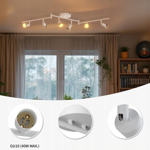 Lampa Sufitowa Oprawa Halogenowa 6X Gu10 Spot Ruchoma Regulowana Reflektor na Arena.pl