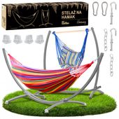 Stelaż na hamak szary 2w1 + hamak + krzesło brazylijskie