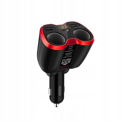Rozdzielacz Gniazda Zapalniczki 12-24V Ładowarka 2xUSB QC Woltomierz 150W na Arena.pl