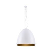 Lampa Sufitowa EGG Biały Złoty Metalowy Klosz 1xE27 55cm Lampa Wisząca Dom