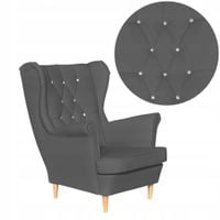 Fotel Uszak eko skóra Gaja Skandynawski Family meble szary siwy