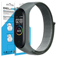 beline pasek mi band 7/6/5/4/3 nylonloopszary/grey