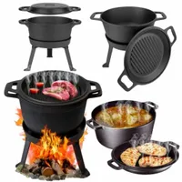 KOCIOŁEK ŻELIWNY GARNEK PATELNIA 3w1 myśliwski węgierski OGNISKO GRILL 10L