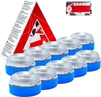 10x Lampka awaryjna V16 LED żółta błyskowa z baterią w zestawie