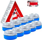 10x Lampka awaryjna V16 LED żółta błyskowa z baterią w zestawie