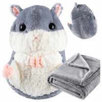 MASKOTKA Z KOCYKIEM 3W1 PODUSZKA PRZYTULANKA CHOMIK 50CM ZESTAW DO PODRÓŻY