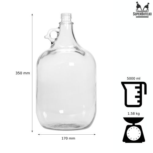 GĄSIOR 5 L - balon dama butelka na wino z zakrętką i koszykiem na Arena.pl