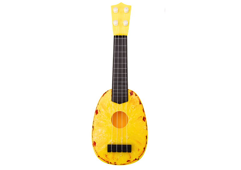 Ukulele Dla Dzieci Mini Gitara 4 Struny Motyw Ananasa Gitarka Żółta 15″ zdjęcie 2