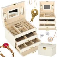 Kuferek Szkatułka na Biżuterię Kolczyki Pierścionki Organizer na Kluczyk