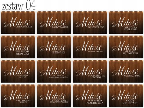 HYMN O MIŁOŚCI tabliczki 16 szt 20x30cm weselne na Arena.pl