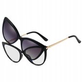 2W1 Kocie Damskie OKULARY do KOMPUTERA + Nakładka przeciwsłoneczna CLIP-ON
