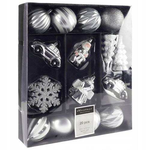 20x Bombki CHOINKOWE świąteczne nietłukące SREBRNE zestaw bombek na choinkę na Arena.pl