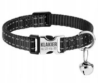 Odblaskowa Obroża dla Kota Psa dzwonek + Identyfikator Adresówka - CZARNA -