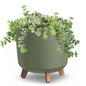 Donica okrągła wysoka na nóżkach zielony mat