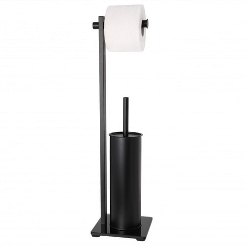 Zestaw do toalety kosz z cichym domykiem stojak uchwyt szczotka WC czarny na Arena.pl